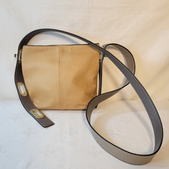 Vince Camuto Handbags - Vince Camuto: Davia Leather Crossbody bag in Toffee Cream Multi-tone